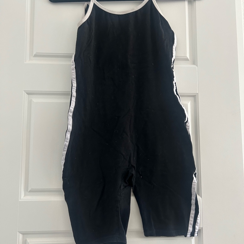 Fashion Nova Black and White Jumpsuit with Vertical Stripes